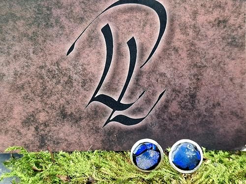 Lightning Ridge Opalsplitter Ohrstecker aus 925er Silber mit Flügelmuttern, Opalfeuer in blau-lila, in Kunststoff eingegossen, Unikat, Handarbeit