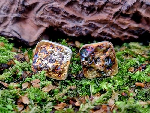 Design Ohrstecker mit aufgefuster und eloxierter Oberfläche aus 925er Silber, mit Flügelmuttern, Unikat, Handarbeit, Unisex