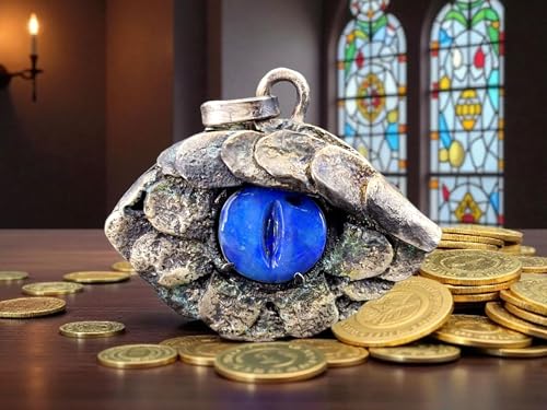 LeoLars-PABE Drachenauge Design Anhänger mit handgecarvtem schwarzem Opal aus 925er Silber, verschieden blaues Opalfeuer, teilgeschwärzt, Drache, Unikat, Handarbeit, Unisex, mystisch