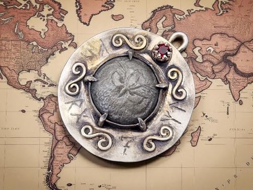 LeoLars-PABE Magisch mystischer Design Anhänger aus 925er Silber, mit einer handgecarvten Eule auf Silberobsidian, Granat, viele Symbole und Runen, Unikat, Handarbeit, Unisex