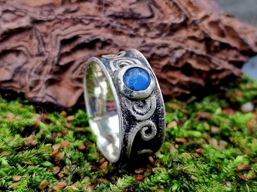 LeoLars-PABE Magischer MondsteinDesign Ring, Gr. 57-58 (18,3), aus teilgeschwärztem 925er Silber, mit tollem und intensivem blauem Schimmer, Unikat, Handarbeit