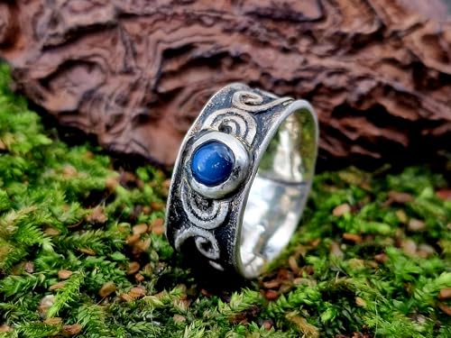 LeoLars-PABE Magischer MondsteinDesign Ring, Gr. 57-58 (18,3), aus teilgeschwärztem 925er Silber, mit tollem und intensivem blauem Schimmer, Unikat, Handarbeit