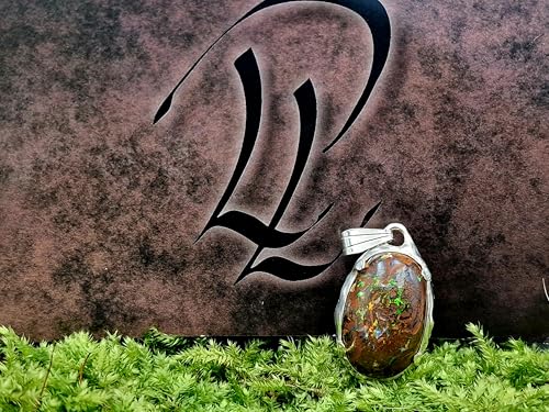 LeoLars-PABE Multicolor Boulder Opal Design Anhänger aus 925er Silber, organische Fassung, Opal Pinfire, aufgeriebene Krappenfassung, Nature Art, Unikat, Unisex, Handarbeit