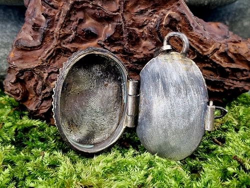 LeoLars-PABE Magisches Medaillon Anhänger Spirale des Lebens unter Sternen aus 925er Silber und Feingold Elementen, verspielt, mystisch, teilgeschwärzt, Unikat, Unisex, Handarbeit