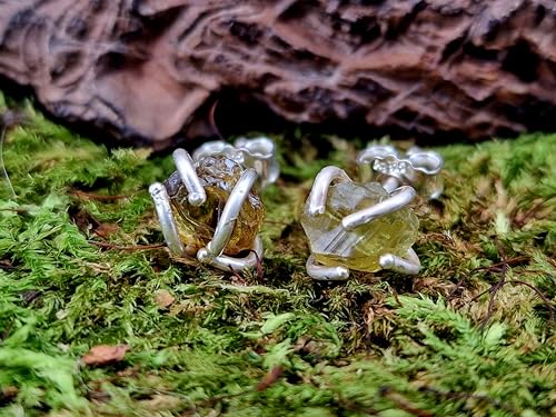 Maligranat Rohstein Ohrstecker aus 925er Silber mit Flügelmuttern, grün-gelb, Unikat, Handarbeit
