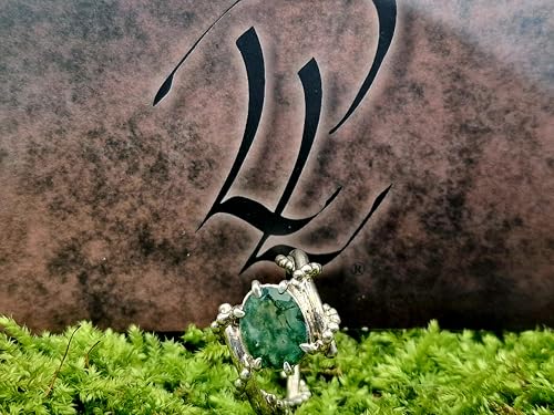 LeoLars-PABE Verspielter Design Moosachat Ring aus 925er Silber, Gr.56 (18), Nr. 0106, herrlich grün mit Innenleben, oval facettiert, Unikat, Handarbeit