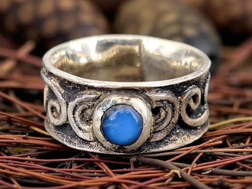LeoLars-PABE Magischer MondsteinDesign Ring, Gr. 57-58 (18,3), aus teilgeschwärztem 925er Silber, mit tollem und intensivem blauem Schimmer, Unikat, Handarbeit