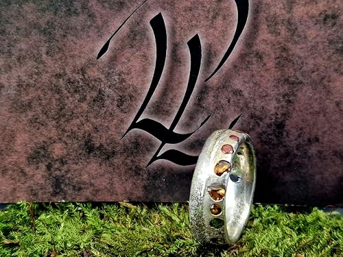 LeoLars-PABE Chaos Sandguss design Ring mit echten eingegossenen Edelsteinen, Gr.60 (19,2), aus 925er Silber, mit Sandguss Oberfläche, Unikat, Handarbeit, Unisex, Nr. 158