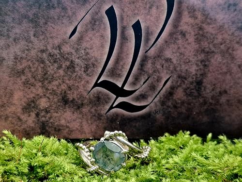 LeoLars-PABE Design Moosachat Ring, Gr.52 (16,7) aus 925er Silber, tolles Innenleben im Stein, facettiert, oval, Nr. 0105, Unikat, Handarbeit