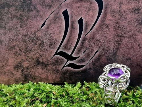 LeoLars-PABE Verschnörkelter verspielter Amethyst Design Ring aus 925er Silber, Gr. 63 (20,2), herrliches dunkles Lila, magisch, Unikat, Handarbeit
