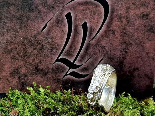 LeoLars-PABE Kraftring mit Design Struktur, aus 925er Silber, handgeschmiedet, glänzend, teileloxiert, Unisex, Unikat, Handarbeit, Gr. 58 (18,5)