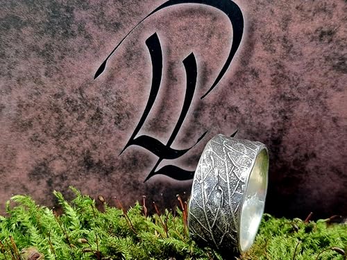 LeoLars-PABE Kräuterblatt Design Ring 420, aus 925er Silber, echte Kräuter Oberfläche, teilgeschwärzt, Gr. 65 (20,7), Nr. 003, Unisex, Unikat, Handarbeit