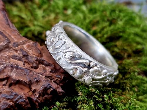 LeoLars-PABE Verspielter verschnörkelter massiver Design Ring aus 925er Silber, Unisex, Unikat, Handarbeit