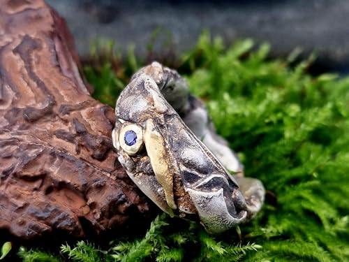 Grober massiver teilgeschwärzter 925er Silber Design Ring, Gr. 59-60 (19), mit Tansanit in 585er Gelbgold Fassung und Goldelementen, natürlich, außergewöhnlich, Unikat, Unisex, Handarbeit