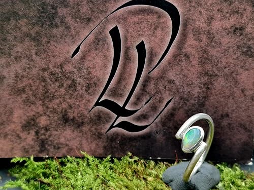 LeoLars-PABE Design Ring mit Lightning Ridge Opal aus 925er Silber, Gr. 56-57 (18,1), mehrfarbiges Opalfeuer, seidenmatt, Unikat, Handarbeit