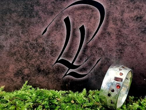 LeoLars-PABE Design Sandguss Chaos Ring, Gr.60 (19,2), aus 925er Silber mit echten eingegossenen Edelsteinen, Unikat, Handarbeit, Nr. 156