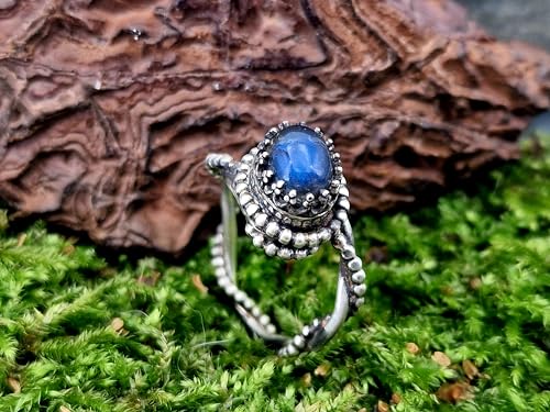 LeoLars-PABE Verspielter magischer Labradorit Design Ring aus 925er Silber, Gr. 57 (18,2), toller blauer Schimmer, mystisch, Unikat, Handarbeit