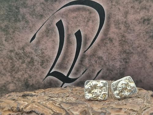 Design Ohrstecker aus 925er Silber mit teileloxierter und aufgefuster Oberfläche, Flügelmuttern, Unikat, Handarbeit, Unisex, Nr. 114