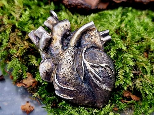 LeoLars-PABE Design Anhänger als anatomisches Herz, aus 925er Silber, teilgeschwärzt, 3farbige Optik, außergewöhnlich, Herz Anhänger mal anders, Unikat, Handarbeit, Unisex