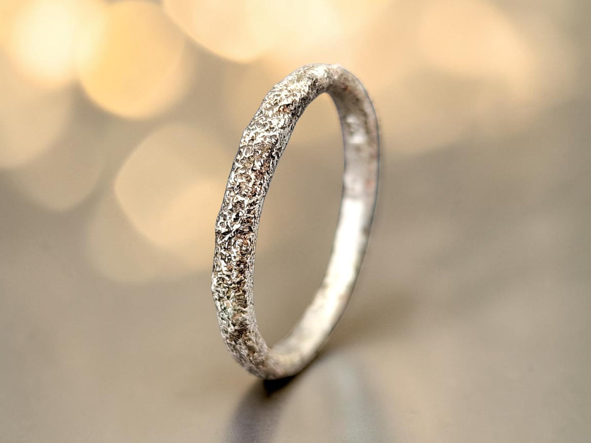 LeoLars-PABE 925er Silber Ring im Sandguss Design mit typischer Oberflächen Struktur, Gr. 56 (18), Stapelring, Vorsteckring, Unikat, Handarbeit, Nr. 164
