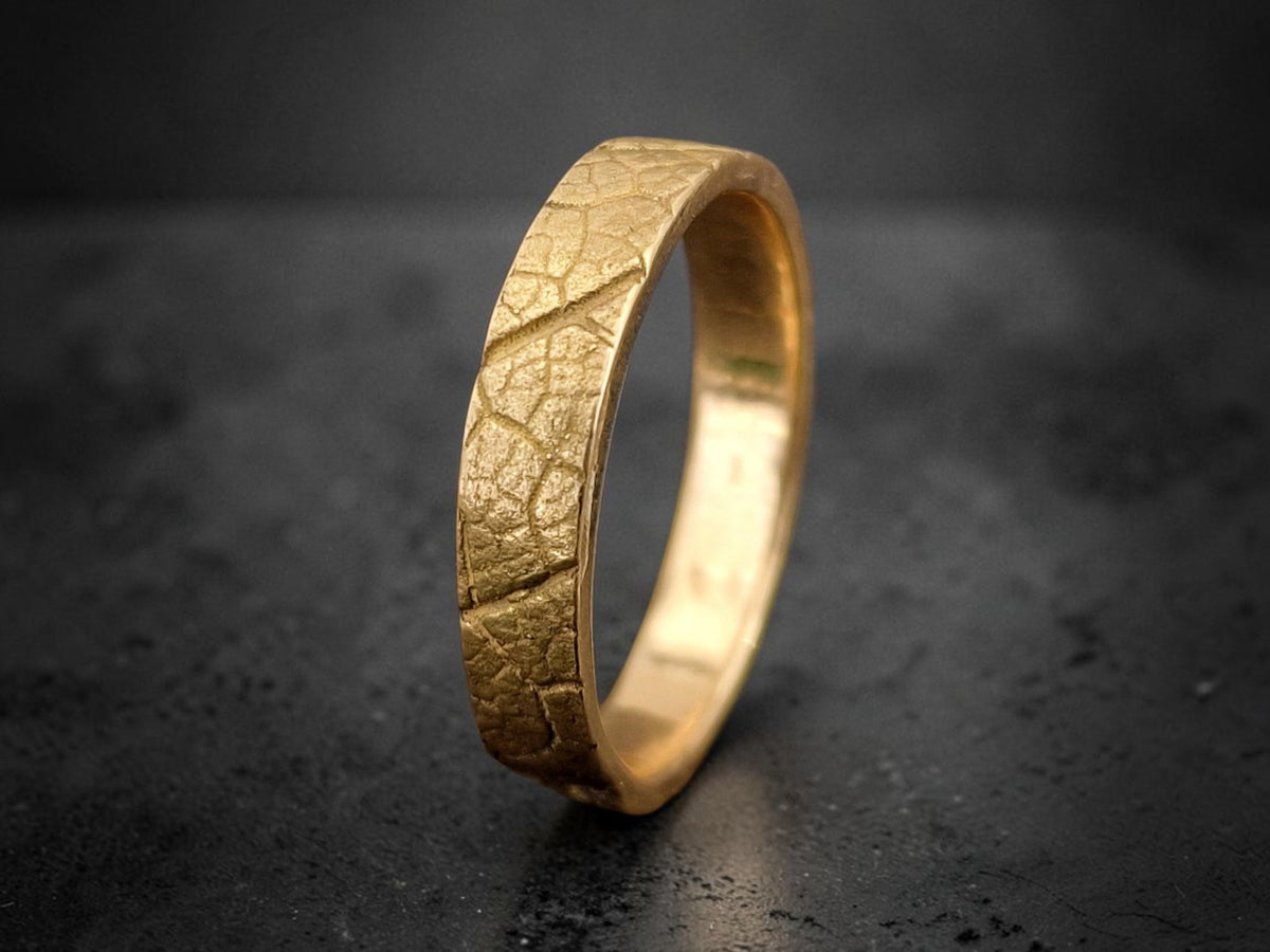 LeoLars-PABE Salbei Kräuter Design Ring aus 750er Gelbgold, Gr.59 (18,8), Hochwertig, Unisex, Unikat, Handarbeit