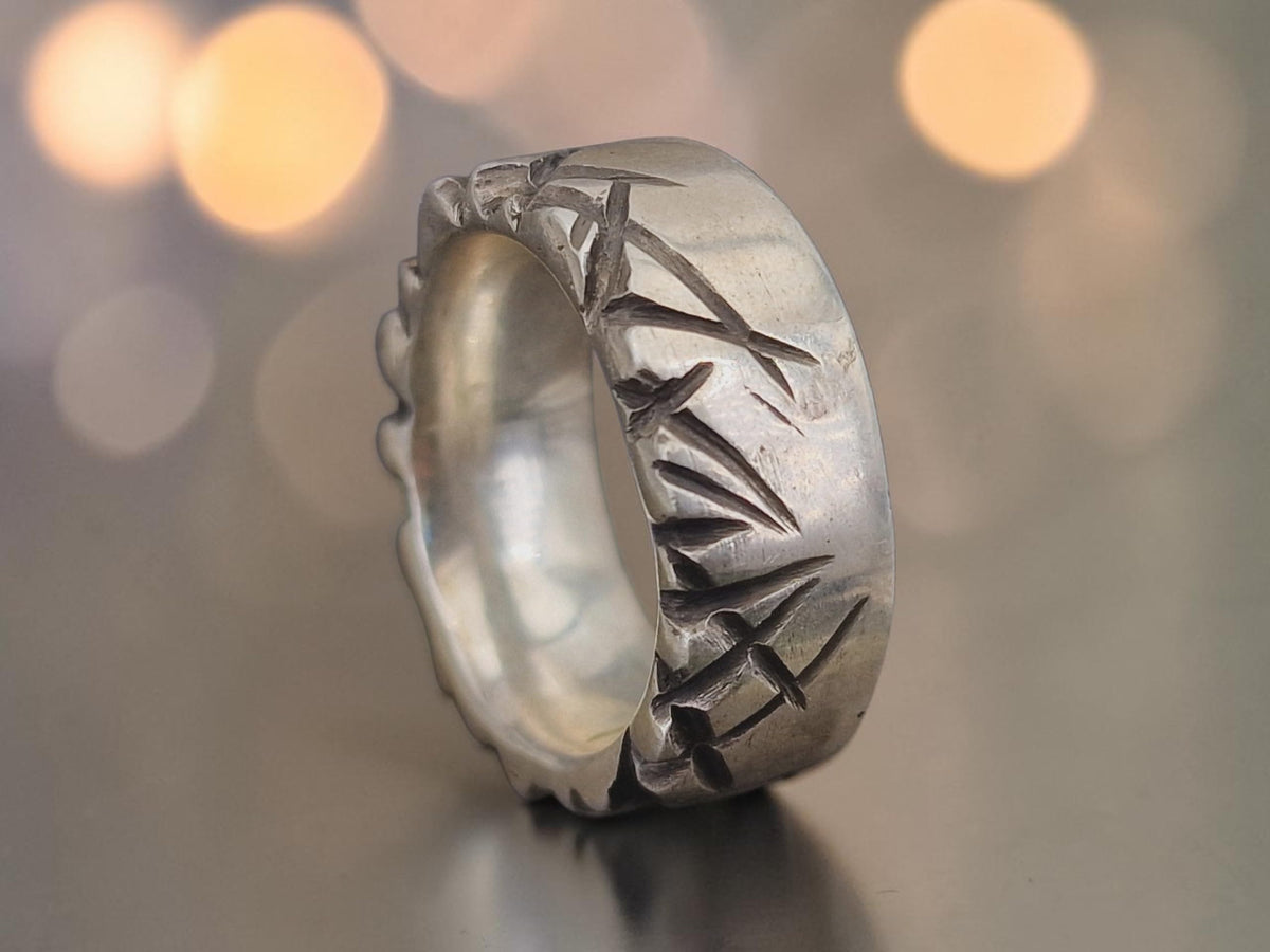 LeoLars-PABE Massiver Tribal Design Ring, Gr. 61 (19,5) aus 925er Silber, teilgeschwärzt, Handarbeit, Unikat, Unisex