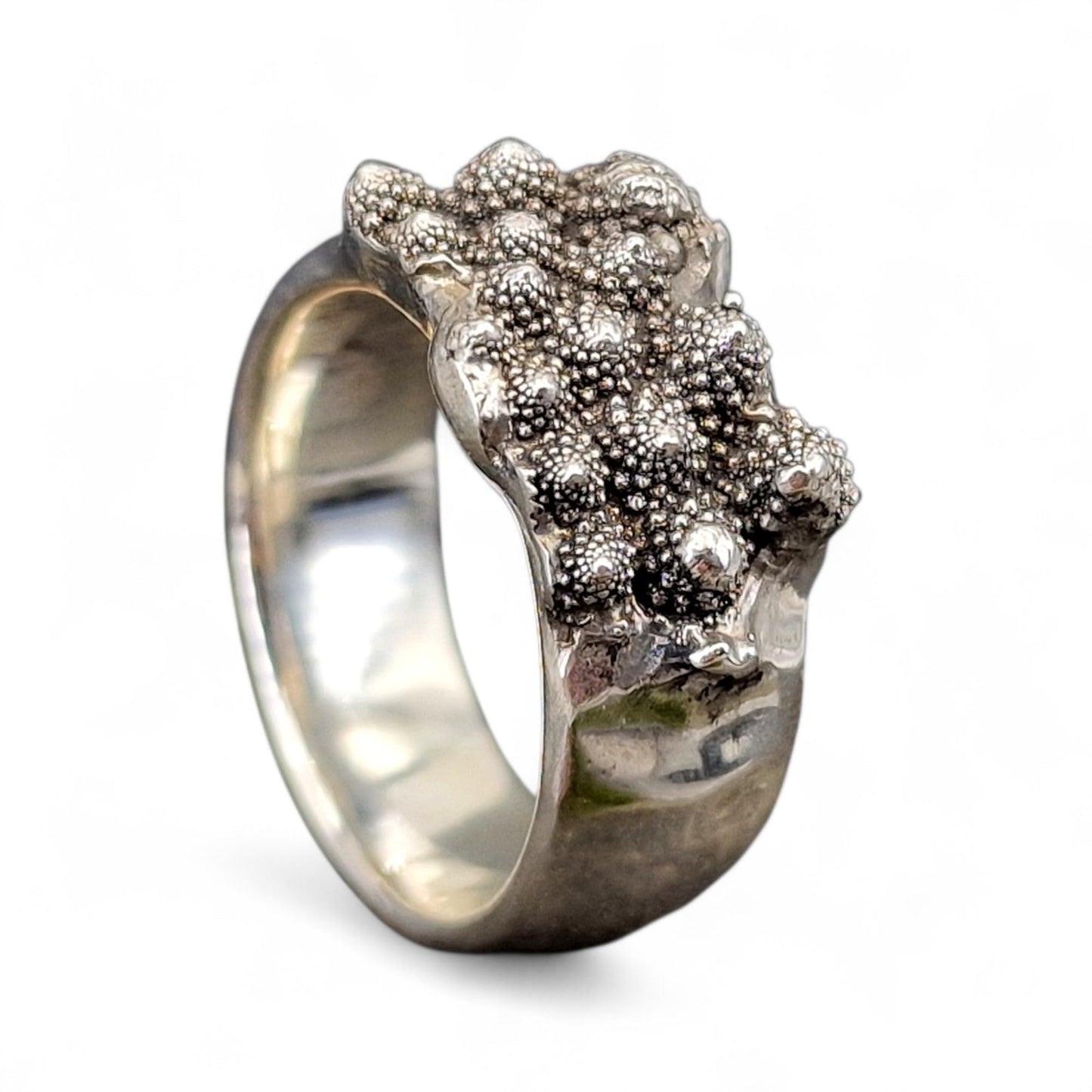 LeoLars-PABE 925er Silber Design Ring. Gr. 57 (18,2), von echtem abgeformten Romanesco, teilgeschwärzt, massiv, vegetarier, veganer, Unikat, Handarbeit