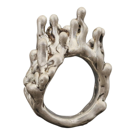 LeoLars-PABE Kunstvoller Anti Gravity Design Ring, mattiertes 925er Silber, Gr. 57 (18,3), außergewöhnlich, massiv, Unikat, Handarbeit