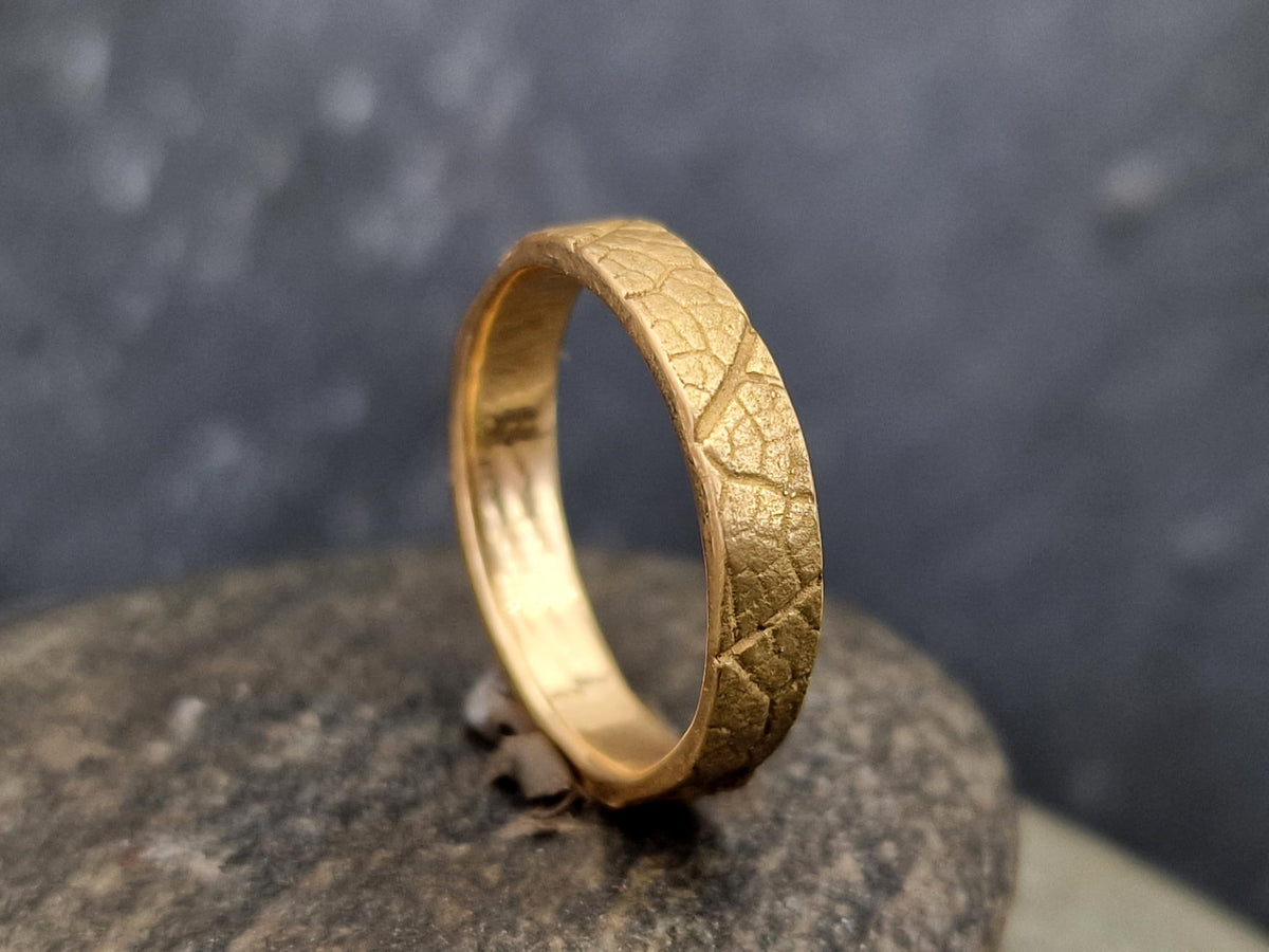 LeoLars-PABE Salbei Kräuter Design Ring aus 750er Gelbgold, Gr.59 (18,8), Hochwertig, Unisex, Unikat, Handarbeit