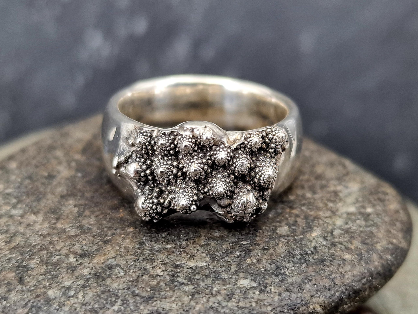 LeoLars-PABE 925er Silber Design Ring. Gr. 57 (18,2), von echtem abgeformten Romanesco, teilgeschwärzt, massiv, vegetarier, veganer, Unikat, Handarbeit