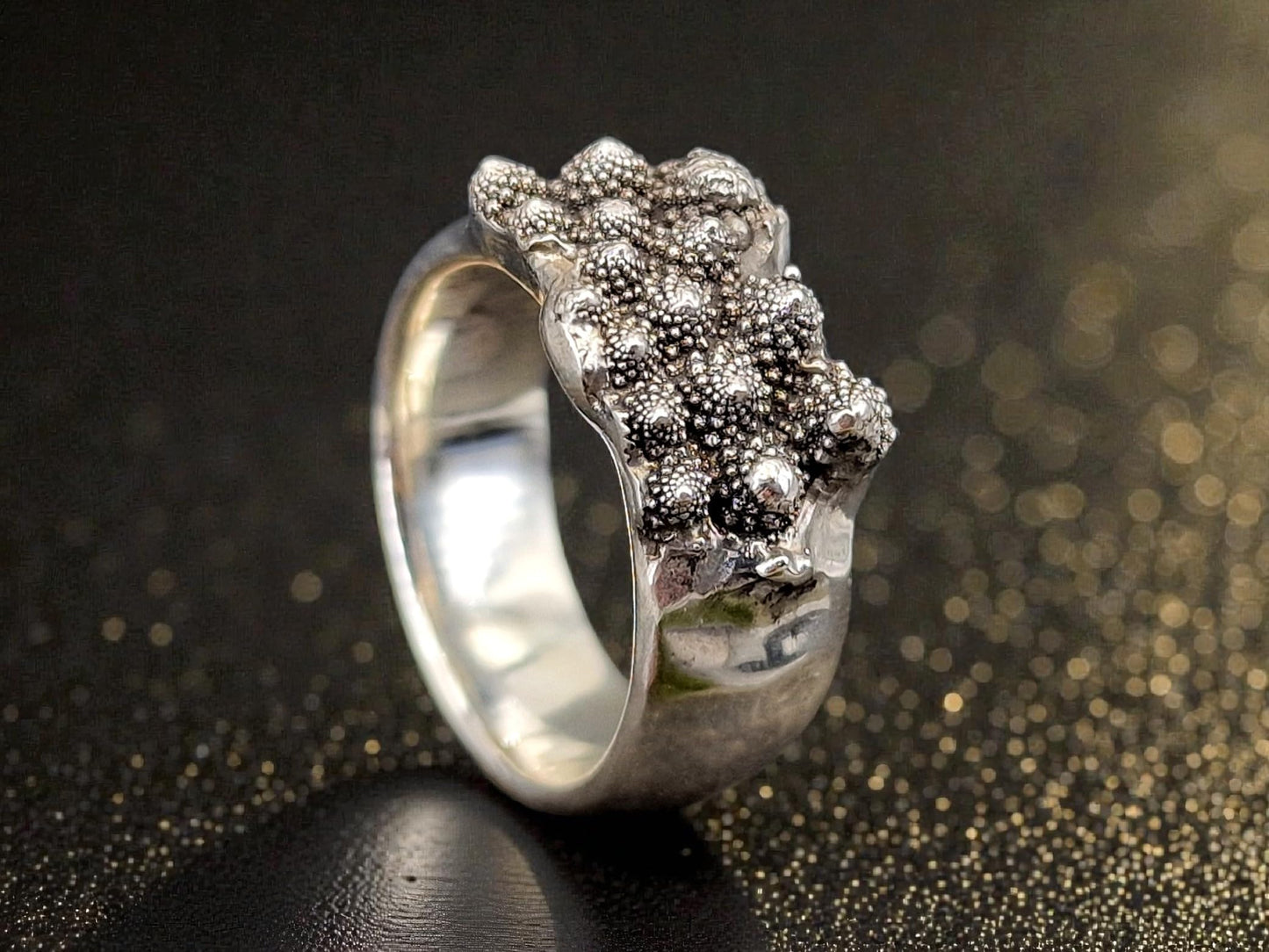 LeoLars-PABE 925er Silber Design Ring. Gr. 57 (18,2), von echtem abgeformten Romanesco, teilgeschwärzt, massiv, vegetarier, veganer, Unikat, Handarbeit