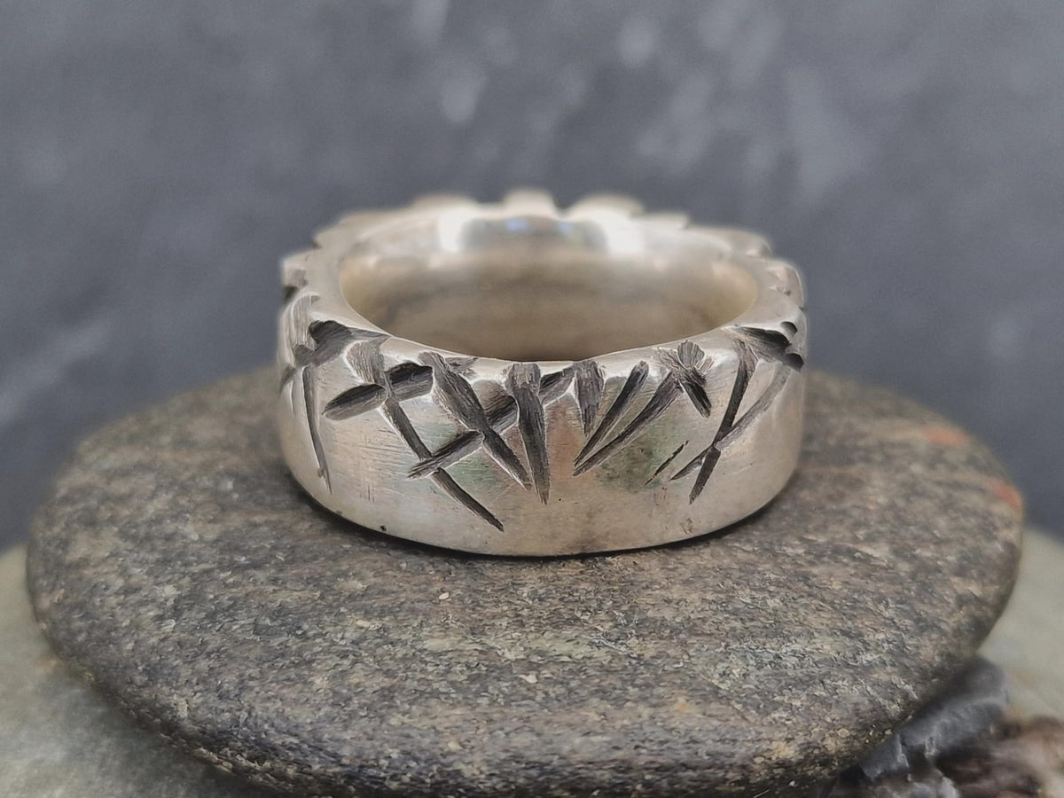 LeoLars-PABE Massiver Tribal Design Ring, Gr. 61 (19,5) aus 925er Silber, teilgeschwärzt, Handarbeit, Unikat, Unisex