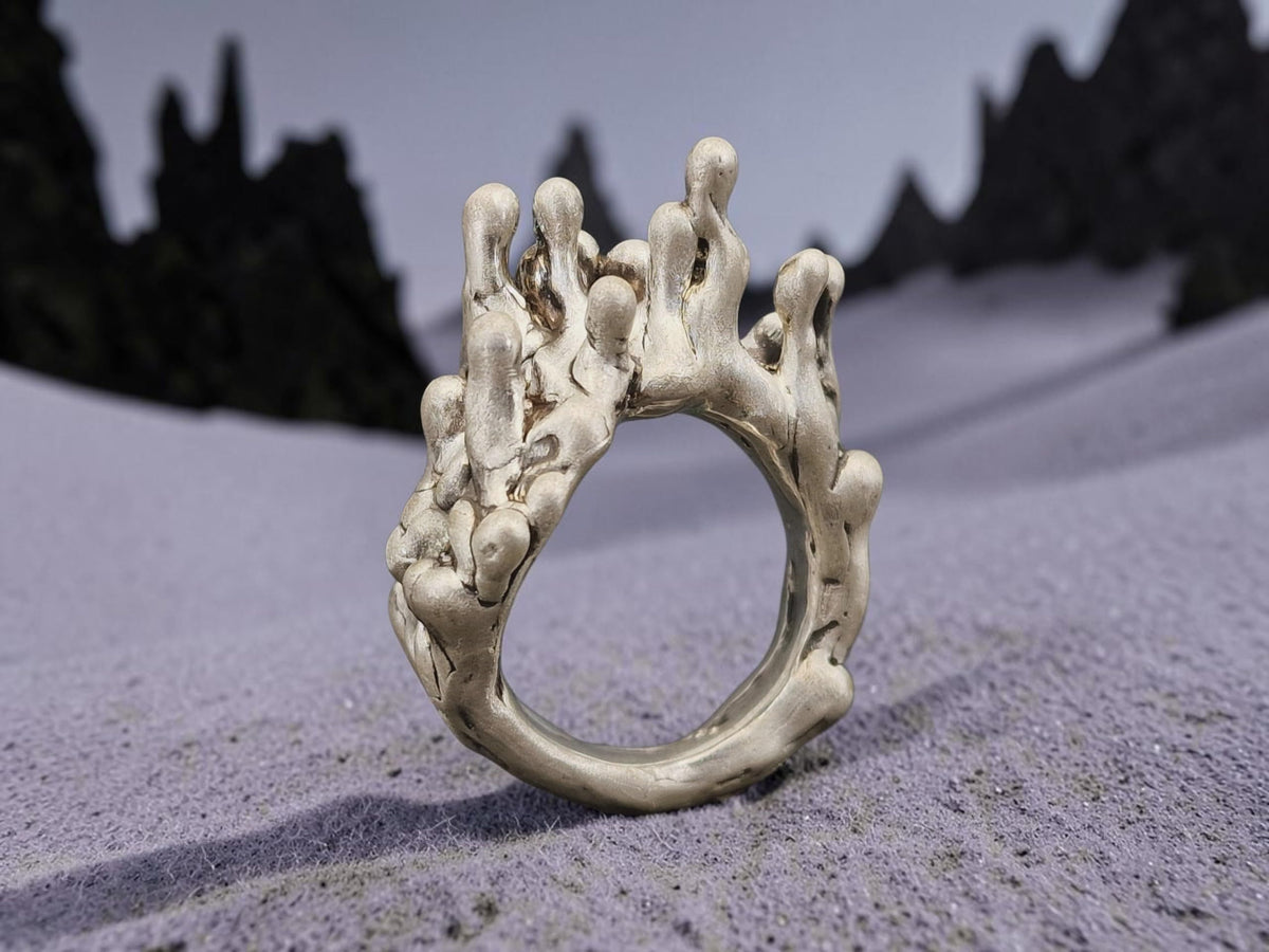 LeoLars-PABE Kunstvoller Anti Gravity Design Ring, mattiertes 925er Silber, Gr. 57 (18,3), außergewöhnlich, massiv, Unikat, Handarbeit