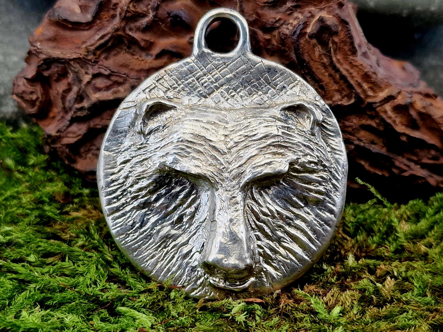 LeoLars-PABE Design Anhänger, Bär, massiv aus 925er Silber, handgeschnitzt und gegossen, Hexer Style, Unisex, Unikat, Handarbeit