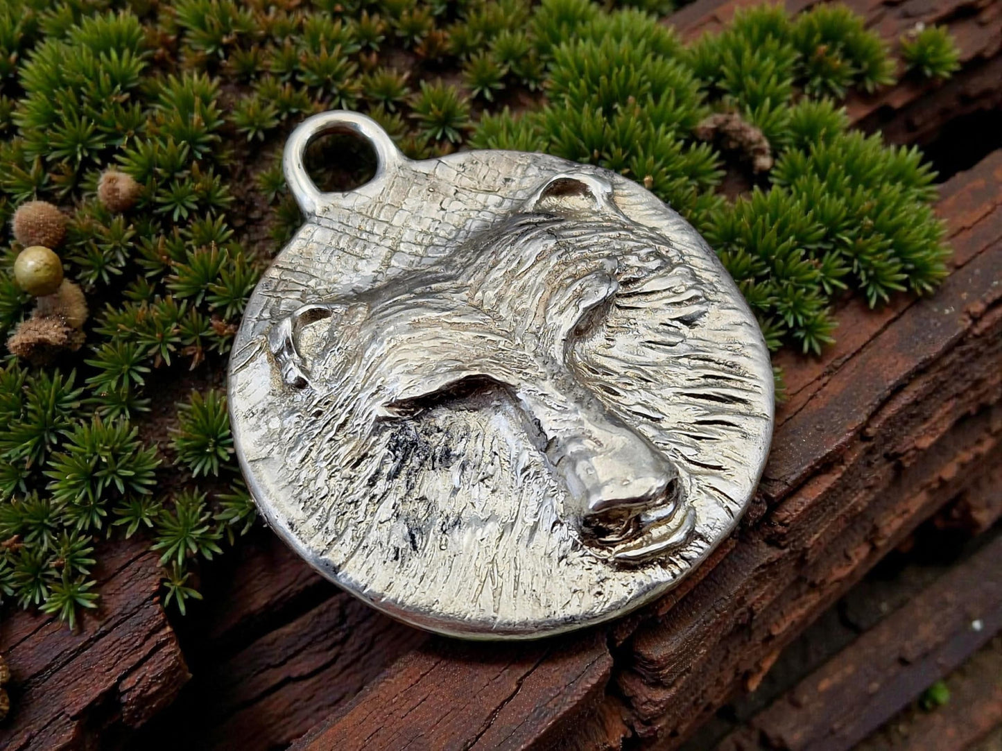 LeoLars-PABE Design Anhänger, Bär, massiv aus 925er Silber, handgeschnitzt und gegossen, Hexer Style, Unisex, Unikat, Handarbeit