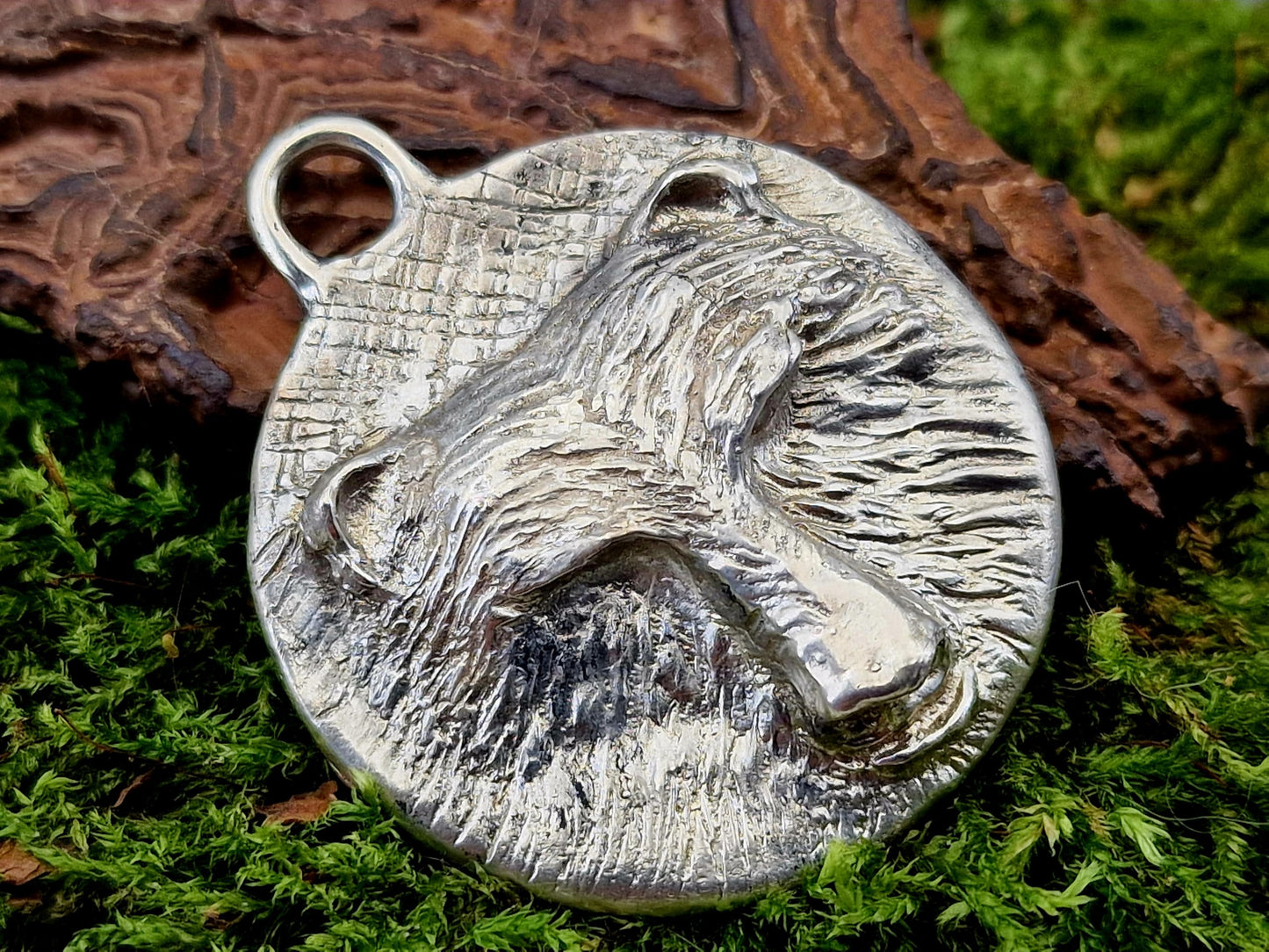 LeoLars-PABE Design Anhänger, Bär, massiv aus 925er Silber, handgeschnitzt und gegossen, Hexer Style, Unisex, Unikat, Handarbeit