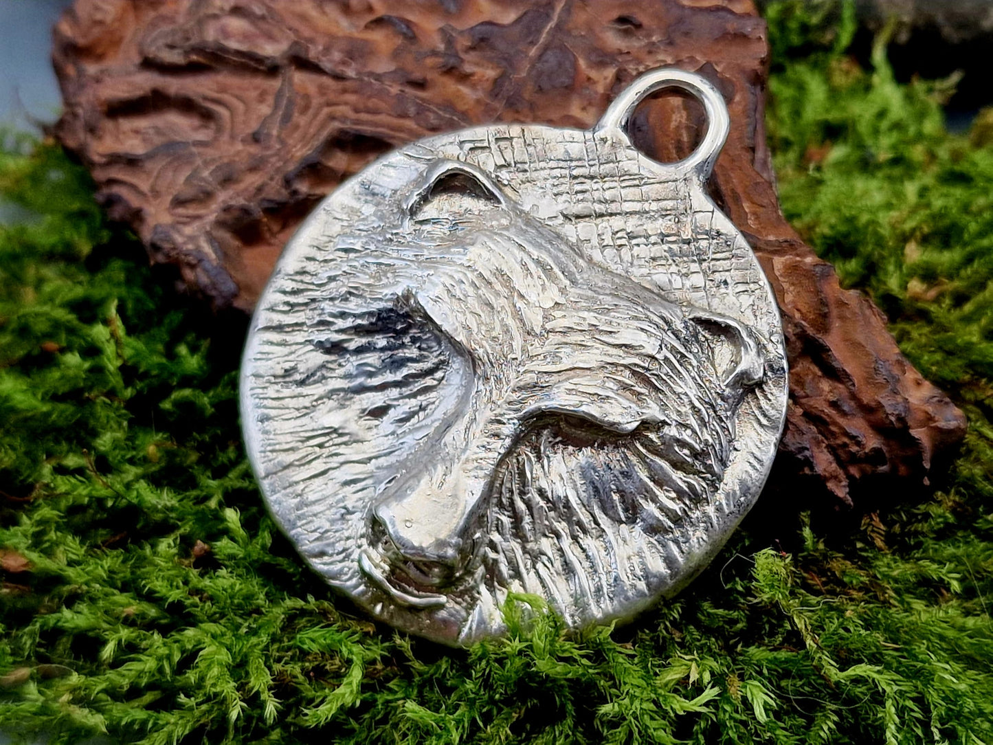 LeoLars-PABE Design Anhänger, Bär, massiv aus 925er Silber, handgeschnitzt und gegossen, Hexer Style, Unisex, Unikat, Handarbeit