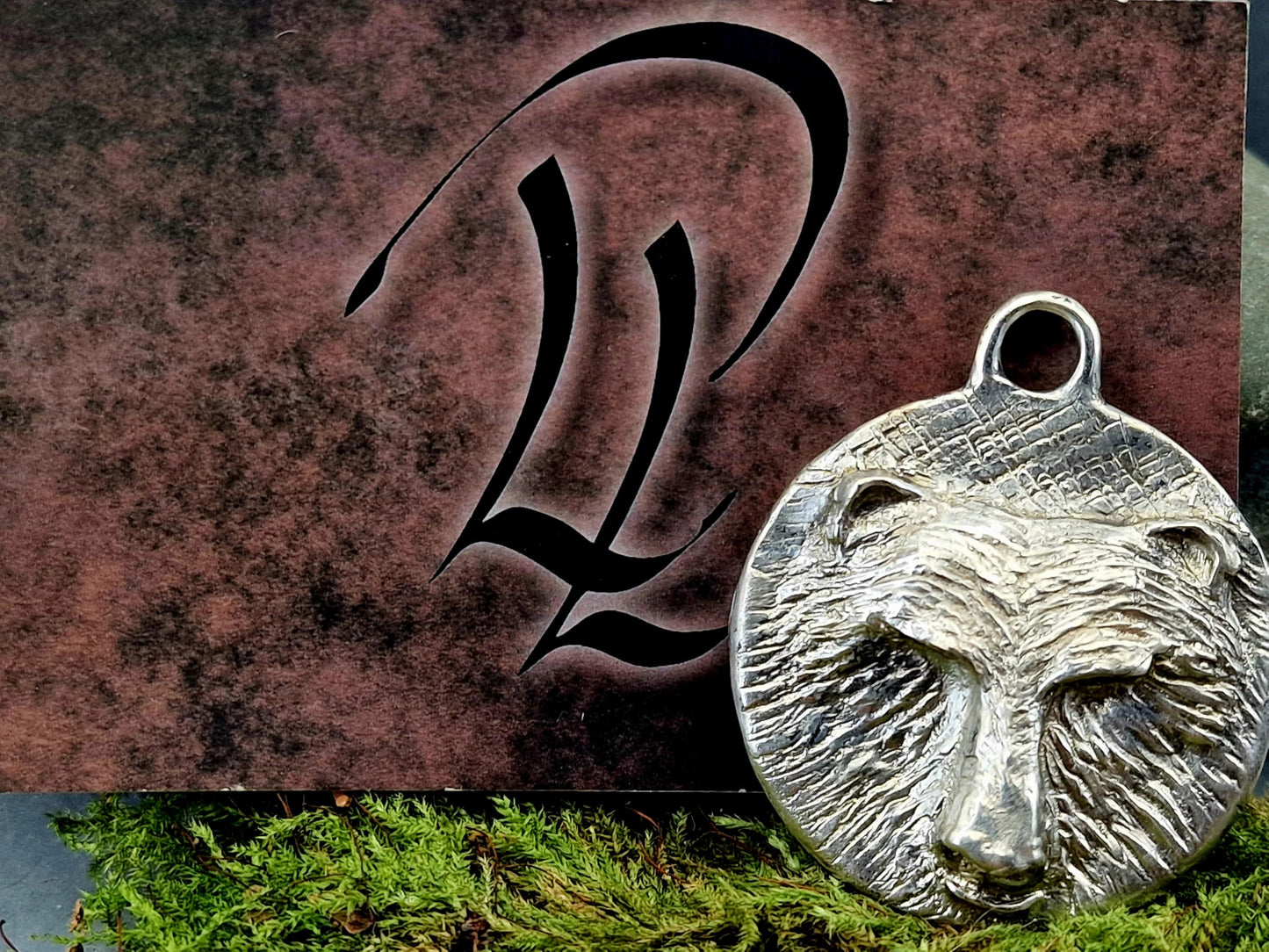 LeoLars-PABE Design Anhänger, Bär, massiv aus 925er Silber, handgeschnitzt und gegossen, Hexer Style, Unisex, Unikat, Handarbeit