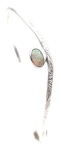 LeoLars-PABE Lightning Ridge Opal Design Armreif aus 925er Silber, Opal 8x6mm, Unikat, Handarbeit