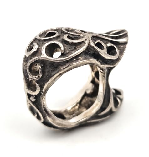 LeoLars-PABE Anderthalb Finger Design Ring, Gr.59 (18,7), aus 925er Silber mit Schnörkeln, Super massiv, Groß, teilgeschwärzt, Unikat, Handarbeit