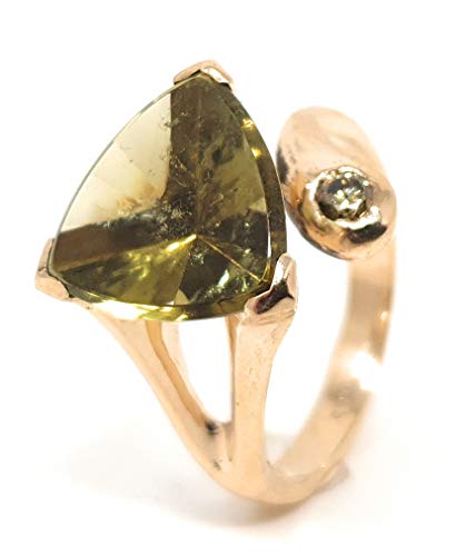 LeoLars-PABE Design Ring aus 585er Gold mit Turmalin und Diamant, Gr. 56-58, Unikat, Handarbeit