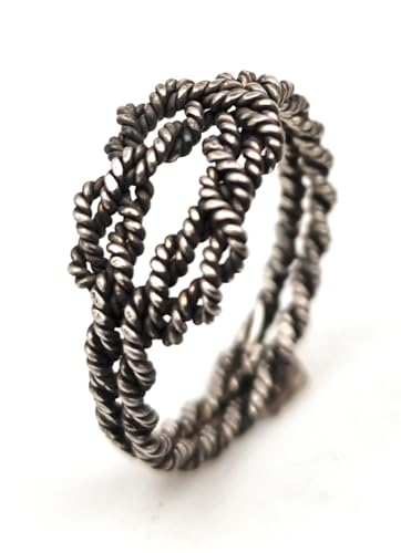 LeoLars-PABE Geflochtener Knoten Ring, Gr.58, aus 925er Silber, teilgeschwärzt, handgeflochten, Unikat, Handarbeit