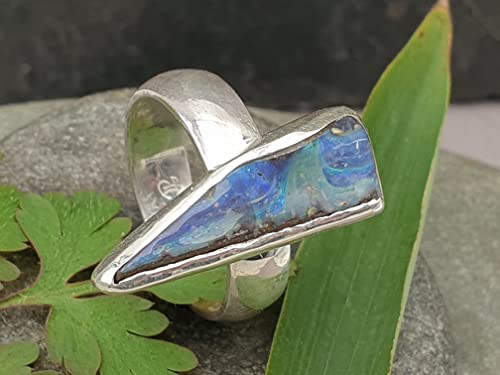 LeoLars-PABE Boulder Opal Design Ring, Gr.56 (18), aus 925er Silber, gecarvter Opal, Mehrfarbig, Unikat, Handarbeit