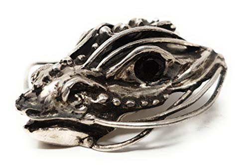 LeoLars-PABE Drachenkopf Anhänger aus 925er Silber mit Granat Augen, Drache, Unikat, Handarbeit