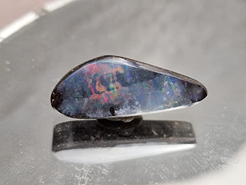 LeoLars-PABE Honduras Opal Anhänger gebohrt mit 60cm Lederband, Multicolor Opalfeuer, Opal 25.4 x 10.3 x 5.5mm, Unikat, Handgeschliffen