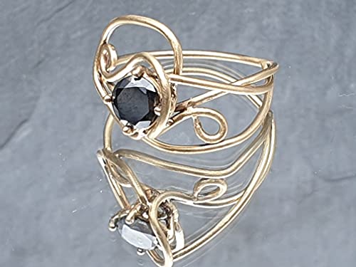 LeoLars-PABE Schwarzer Diamant 1.39ct. Ring Gr.57 aus 750er Gold, verspielt, zart, Golddraht, Unikat, Handarbeit