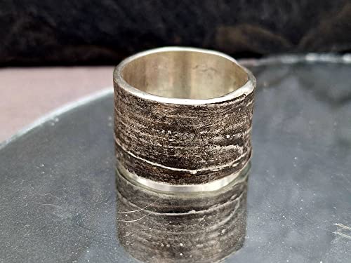 LeoLars-PABE Bambus Design Ring aus 925er Silber, Gr.62, aus echten Bambusblättern, teilgeschwärzt, Unikat, Handarbeit