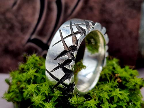 LeoLars-PABE Design Ring aus 925er Silber, Gr. 61-62, sehr massiv, Unisex, teilgeschwärzt, Bikerring, Unikat, Handarbeit