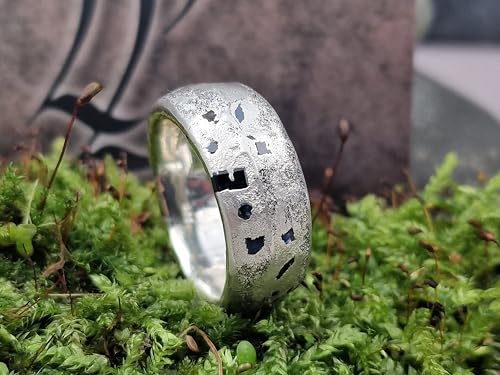 LeoLars-PABE Sandguss Saphir Design Ring, Gr.63 (20), aus 925er Silber mit echten blauen eingegossenen Saphiren, massiv, Handarbeit, Unikat