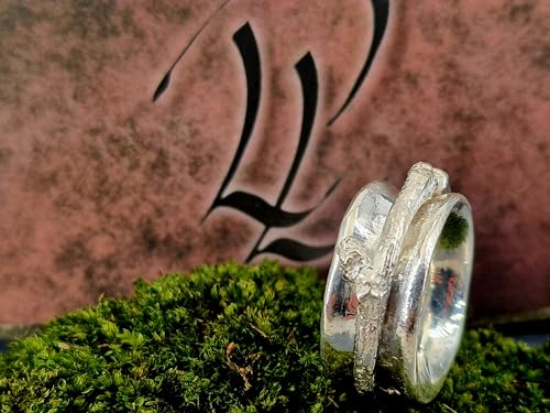LeoLars-PABE 925er Silber Ast Design Spinner Ring Gr.54 (17,2), echter abgeformter Ast, 360° drehbar, Spielring, massiv, Natur, Unikat, Handarbeit
